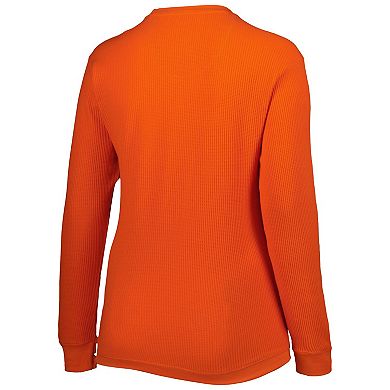 Women's Pressbox Orange Clemson Tigers Surf Plus Size Southlawn Waffle-Knit Thermal Tri-Blend Long Sleeve T-Shirt