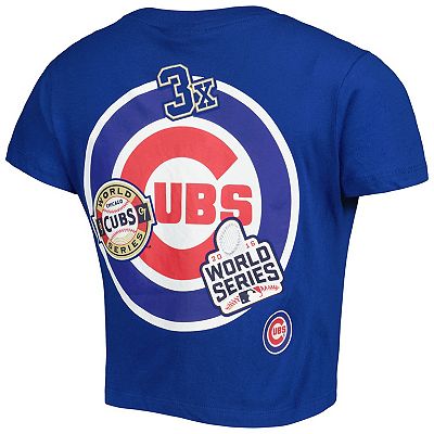 Women s New Era Blue Chicago Cubs Historic Champs T Shirt