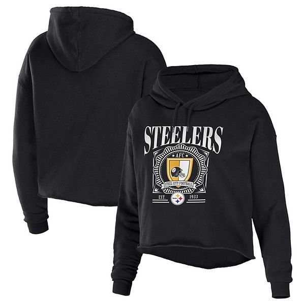 Pittsburgh Steelers Junk Food Women's Sideline Stripe Pullover Hoodie – Black/White