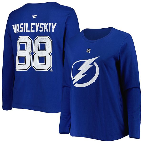 Women's Andrei Vasilevskiy Blue Tampa Bay Lightning Plus Size Name and  Number Long Sleeve T-Shirt