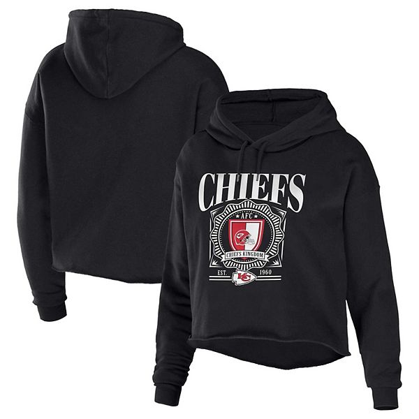 Kansas City Chiefs WEAR by Erin Andrews Women's Fleece Cropped Pullover  Hoodie - Black