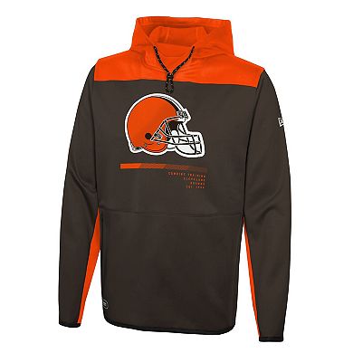 Men's New Era Brown Cleveland Browns Combine Authentic Hard Hitter Pullover Hoodie