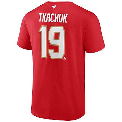 Men's Fanatics Branded Matthew Tkachuk Red Florida Panthers Authentic Stack Name & Number T-Shirt