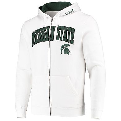 Men's Colosseum White Michigan State Spartans Arch & Logo 3.0 Full-Zip Hoodie