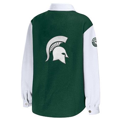 Women's WEAR by Erin Andrews Hunter Green Michigan State Spartans Button-Up Shirt Jacket