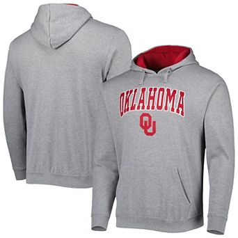 Men's Colosseum Heathered Gray Oklahoma Sooners Arch & Team Logo 3.0 Pullover Hoodie