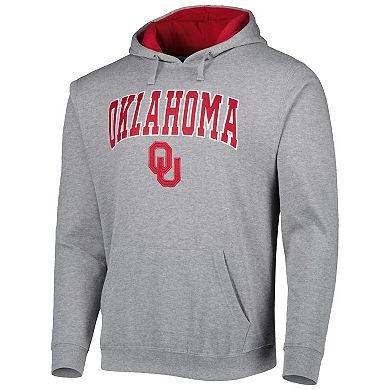 Men's Colosseum Heathered Gray Oklahoma Sooners Arch & Team Logo 3.0 Pullover Hoodie