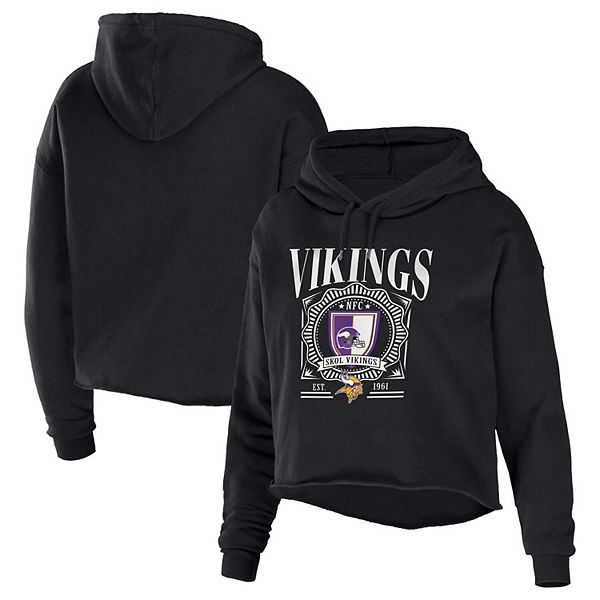 Women's Wear by Erin Andrews Black Super Bowl LVII Cropped Sponge Fleece Pullover Hoodie Size: Extra Small
