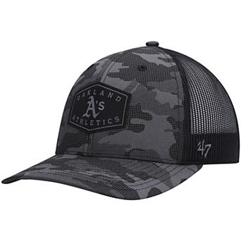 Men's '47 Charcoal Oakland Athletics Tonal Camo Convoy Trucker Snapback Hat