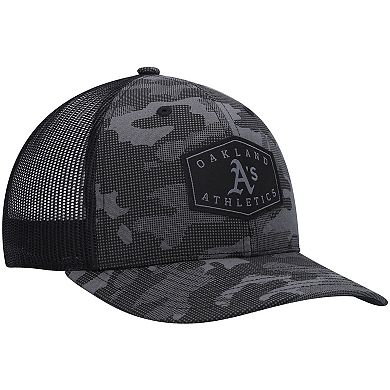 Men's '47 Charcoal Oakland Athletics Tonal Camo Convoy Trucker Snapback Hat