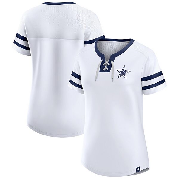 Women's Fanatics Branded White Dallas Cowboys Sunday Best Lace-Up T-Shirt