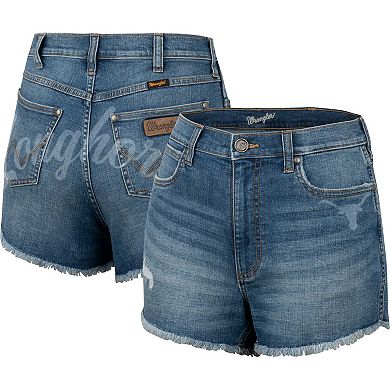 Women's Colosseum x Wrangler Blue Texas Longhorns Retro High Rise Cut-Off Shorts