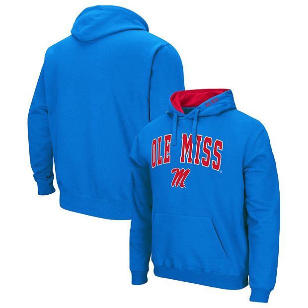 Men s Colosseum Powder Blue Ole Miss Rebels Arch Logo 3.0 Pullover Hoodie