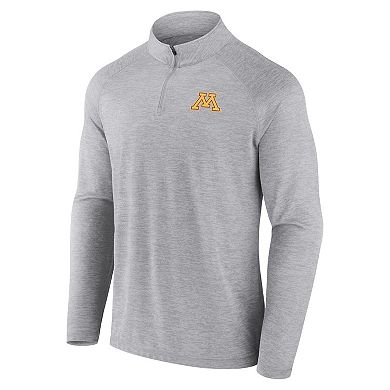 Men's Fanatics Branded Gray Minnesota Golden Gophers Striated Raglan Quarter-Zip Jacket