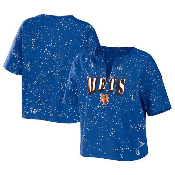 Women's WEAR by Erin Andrews Royal New York Mets Notch Neck Tie-Dye T-Shirt