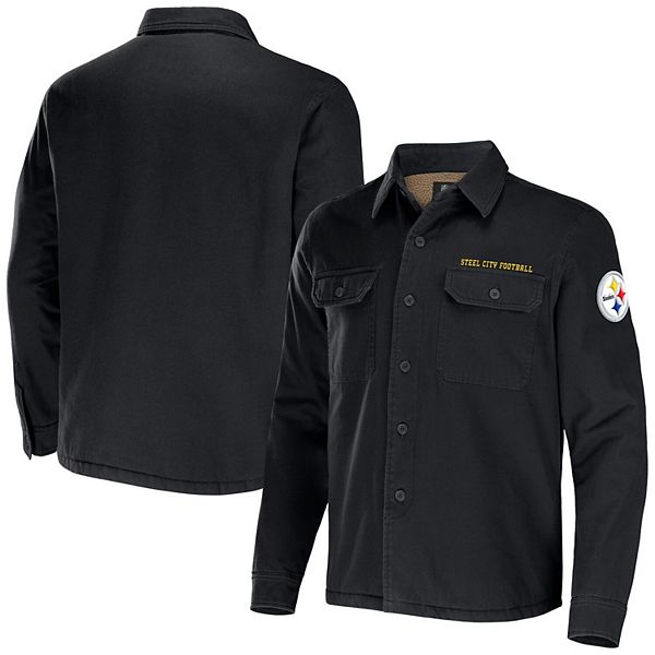 Men's NFL x Darius Rucker Collection by Fanatics Black Pittsburgh Steelers  Canvas Button-Up Shirt Jacket