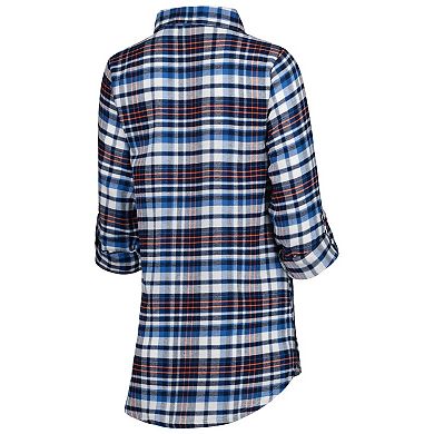 Women's Concepts Sport Navy/Orange Chicago Bears Mainstay Flannel Full-Button Long Sleeve Nightshirt