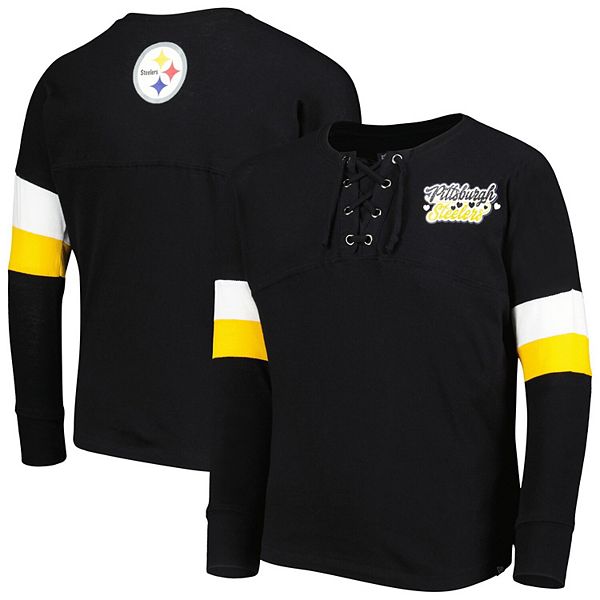 Girls Youth New Era Black Pittsburgh Steelers Lace-Up Long Sleeve T-Shirt