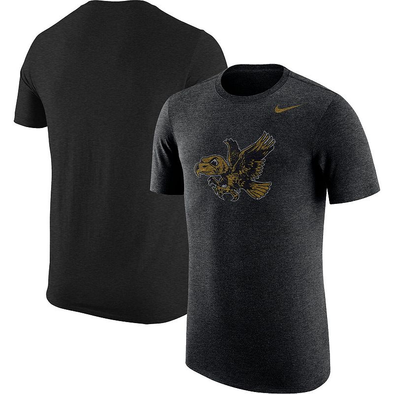 Mens Nike Heather Black Iowa Hawkeyes Vintage Logo Tri-Blend T-Shirt, Size