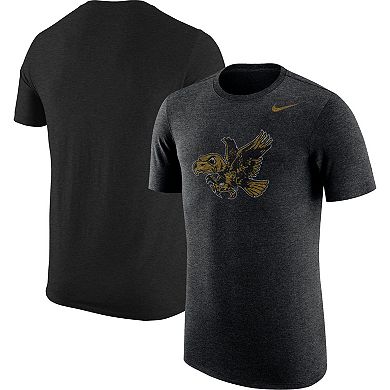Men's Nike Heather Black Iowa Hawkeyes Vintage Logo Tri-Blend T-Shirt