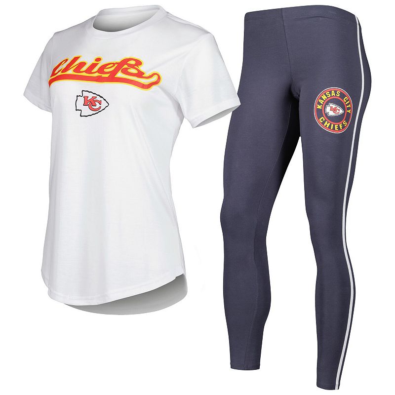 Womens Concepts Sport White/Charcoal Kansas City Chiefs Sonata T-Shirt & L