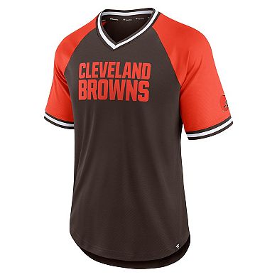 Men's Fanatics Branded Brown/Orange Cleveland Browns Second Wind Raglan V-Neck T-Shirt