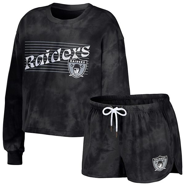 Women's Wear by Erin Andrews Black Las Vegas Raiders Plus Size Lace-Up Pullover Hoodie