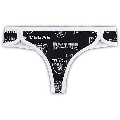 Women's Concepts Sport Black/White Las Vegas Raiders Breakthrough Knit Thong
