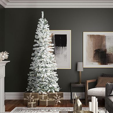 Vickerman 7.5-ft. Pre-lit Flocked Pacific Pencil Artificial Christmas Tree