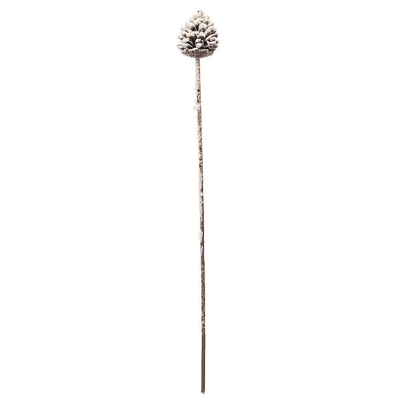 Vickerman Set of 4 Artificial Snow Pinecone Stems, Brown