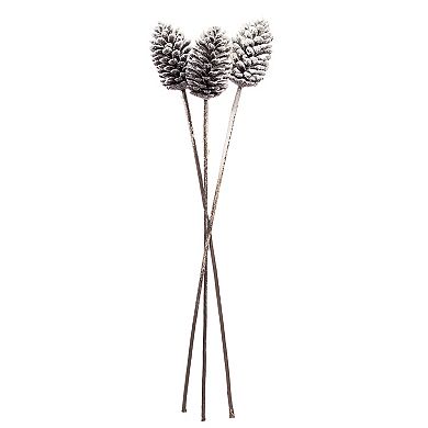 Vickerman Set of 3 Artificial Snow Pinecone Stems