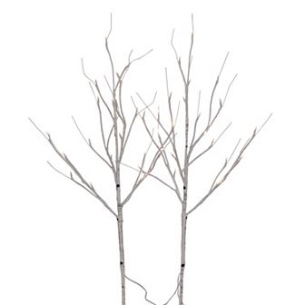 Vickerman Set of 2 Artificial Birch LED Twig Branches