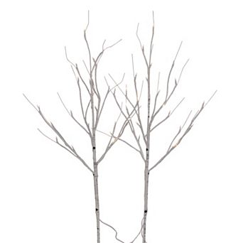 Vickerman Set of 2 Artificial Birch LED Twig Branches