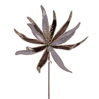 Vickerman Set of 2 Artificial Mocha Metallic Frosted Glitter Papyrus Bundle