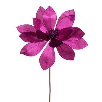 Vickerman Set of 4 Artificial Poinsettia Stems with Glitter Trim