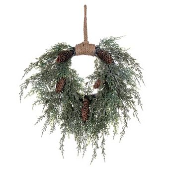 Vickerman 18 in Artificial Snow Cedar Wreath with Pinecones