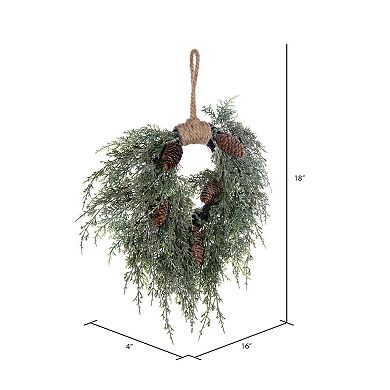 Vickerman 18-in. Artificial Snow Cedar Wreath with Pinecones