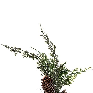 Vickerman Artificial Cedar Hanging Wreath with Pinecones