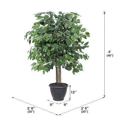 Vickerman 4-ft. Artificial Ficus Bush in Round Container