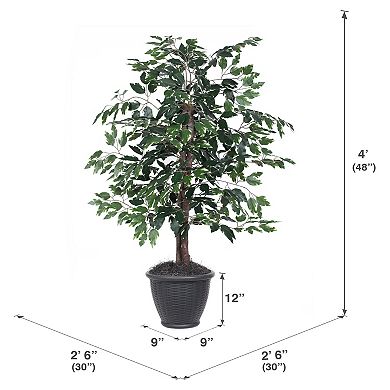 Vickerman 4-ft. Artificial Variegated Ficus Bush in Plastic Container