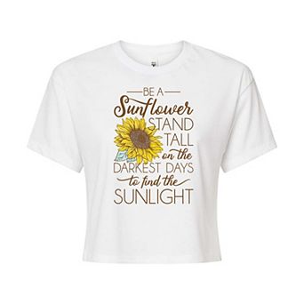 Juniors' "Be A Sunflower" Cropped Tee