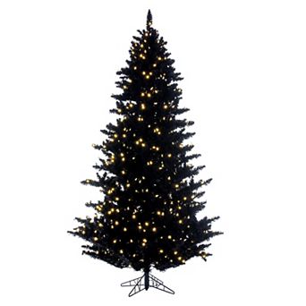 Vickerman 7.5-ft. Artificial Flocked Black Fir Christmas Tree with Warm White LED Lights