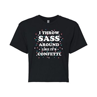 Juniors' "Sass" Cropped Tee