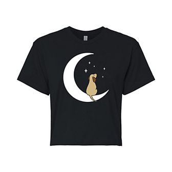 Juniors' Dog On Moon Cropped Tee