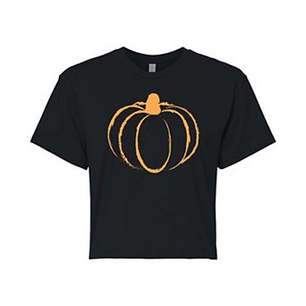 Juniors' Pumpkin Cropped Graphic Tee