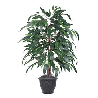 Vickerman 4-ft. Artificial Mango Bush in Round Plastic Container