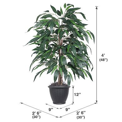Vickerman 4-ft. Artificial Mango Bush in Round Plastic Container