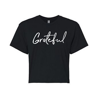 Juniors' Grateful Cropped Graphic Tee