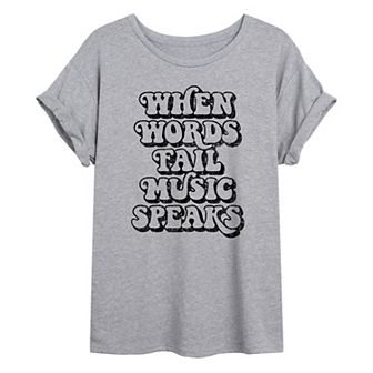 Juniors' Music Speaks Oversized Graphic Tee