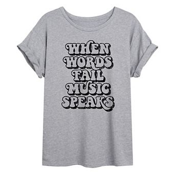 Juniors' Music Speaks Oversized Graphic Tee